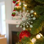 Copo de Nieve Plateado con Perlas