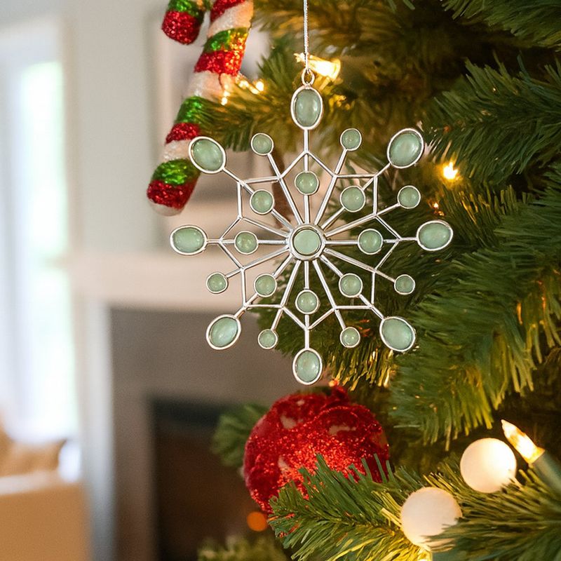 Copo de Nieve Plateado con Perlas