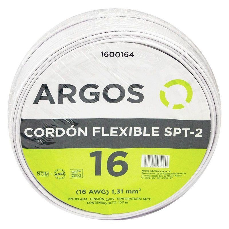 Cable Paralelo Spt De 16 Awg Blanco - Argos