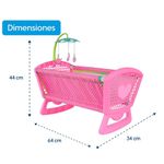 Cuna Mecedora para Muñeca con Móvil Rosado