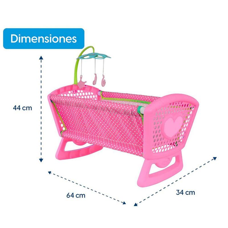 Cuna Mecedora para Muñeca con Móvil Rosado