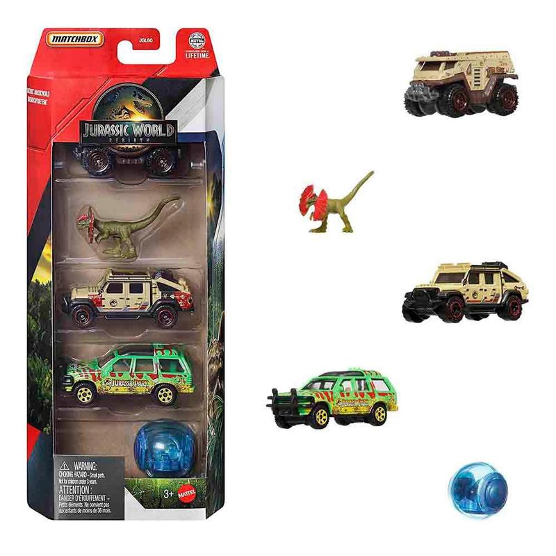 Set de 5 Vehículos Jurassic World Diseños Surtidos