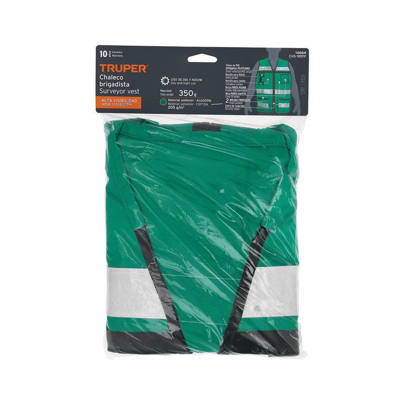 Chaleco Brigadista con Cintas Reflejantes Verde