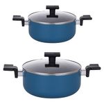 Set de 2 Ollas de Aluminio con Tapa para Cocina Color Azul