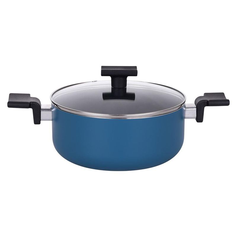 Olla de Aluminio Antiadherente con Tapa Azul