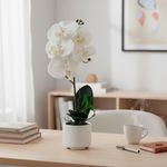 Orquídea Artificial Blanca con Maceta 28 x 38 cm