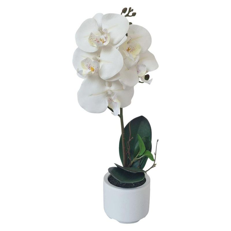 Orquídea Artificial Blanca con Maceta 28 x 38 cm
