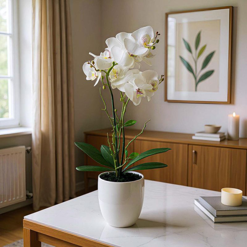 Orquídea Artificial Blanca con Pote