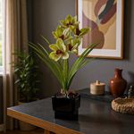 Orquídea Artificial Amarilla con Pote