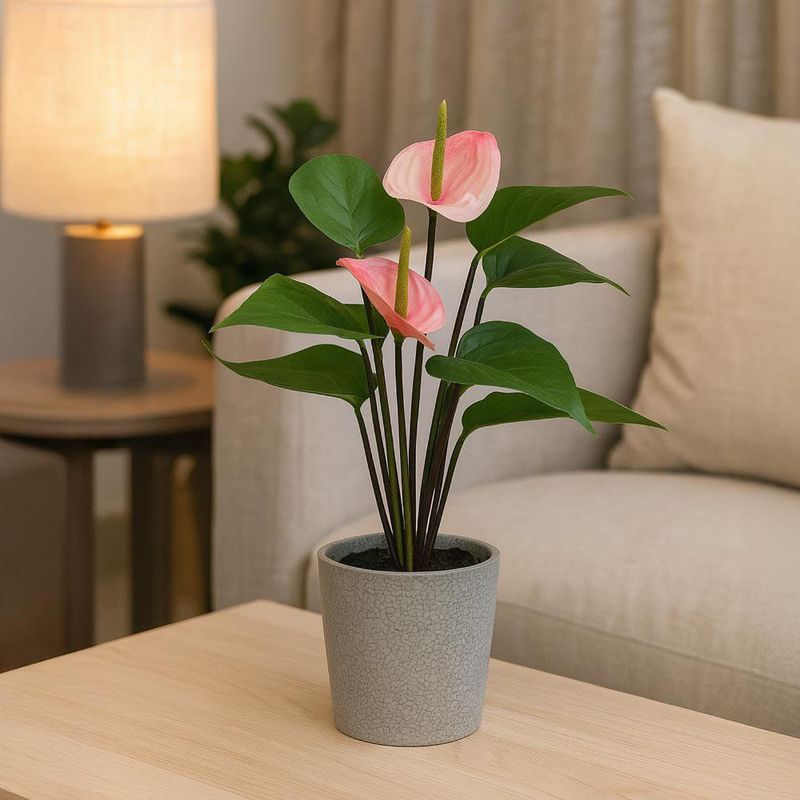 Anturio Artificial con Pote 22 x 22 x 36 Cm