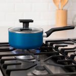 Set de Sartén y Olla con Tapa de 3 Piezas de Aluminio para Cocina Color Azul