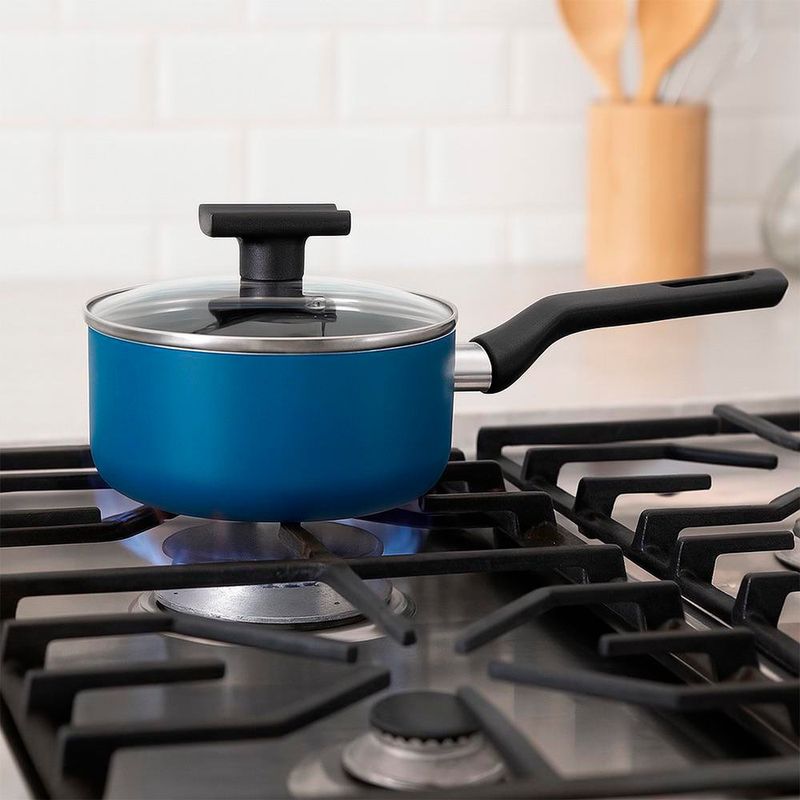 Cazo Antiadherente Azul con Tapa