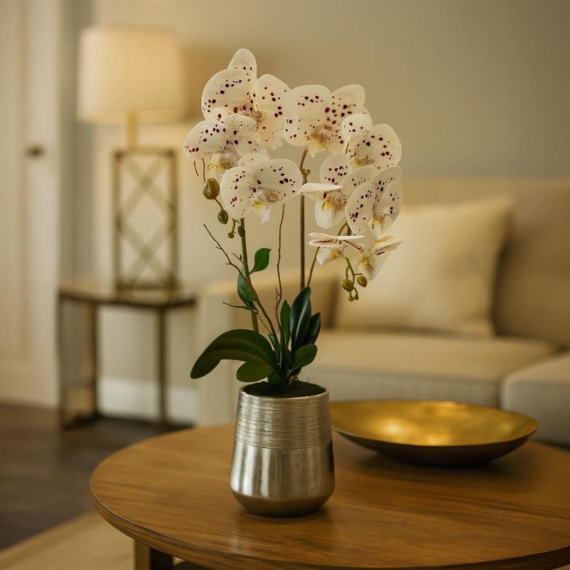 Orquídea Artificial con Pote Blanca