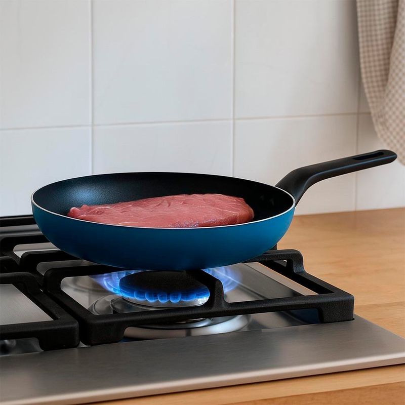 Sartén Antiadherente de 28 cm de Aluminio Azul y Negro