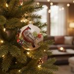 Bomba Navideña Decorada con Ave 8 cm Multicolor