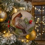 Bomba Navideña Decorada con Ave 8 cm Multicolor