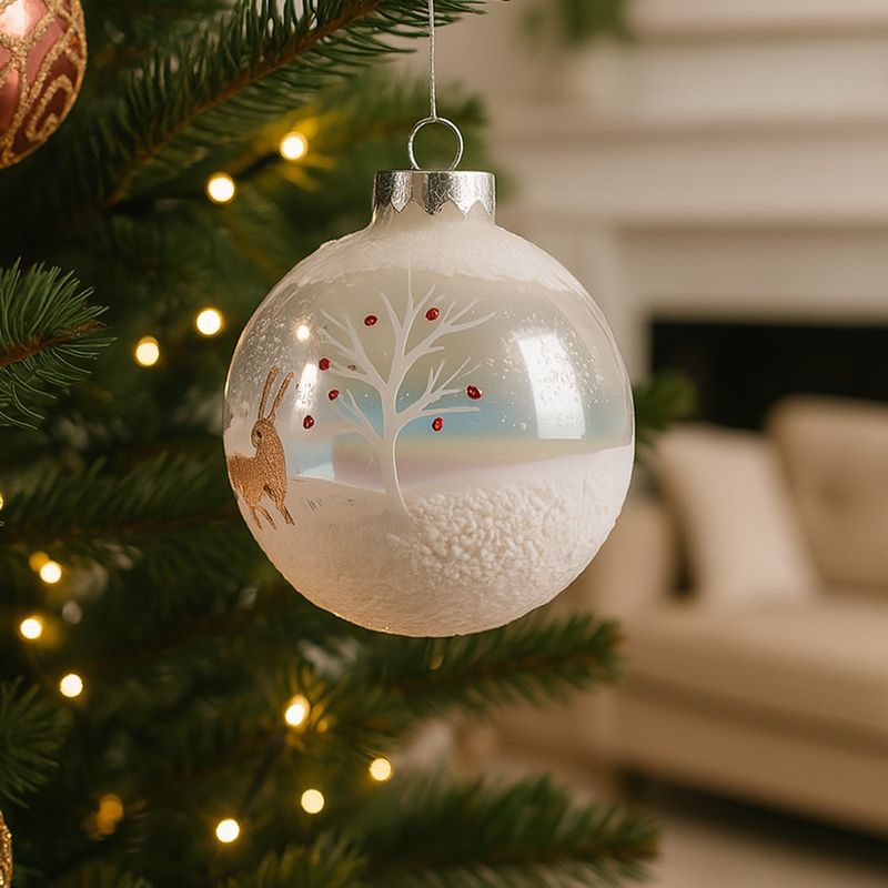 Bomba Navideña con Detalles Multicolor 8 cm Color Blanco