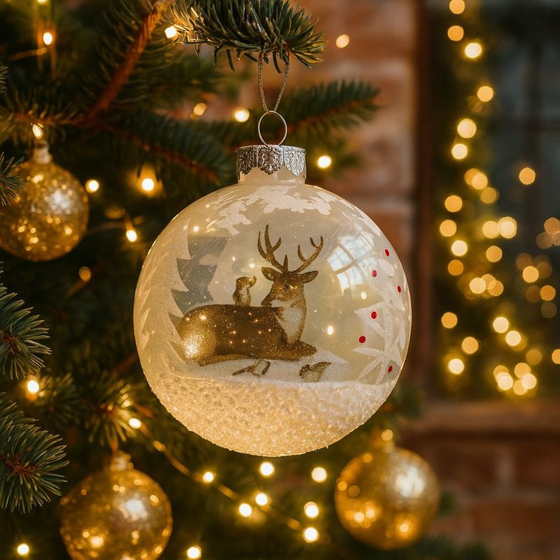 Bomba Navideña con Detalles Multicolor 8 cm Color Blanco