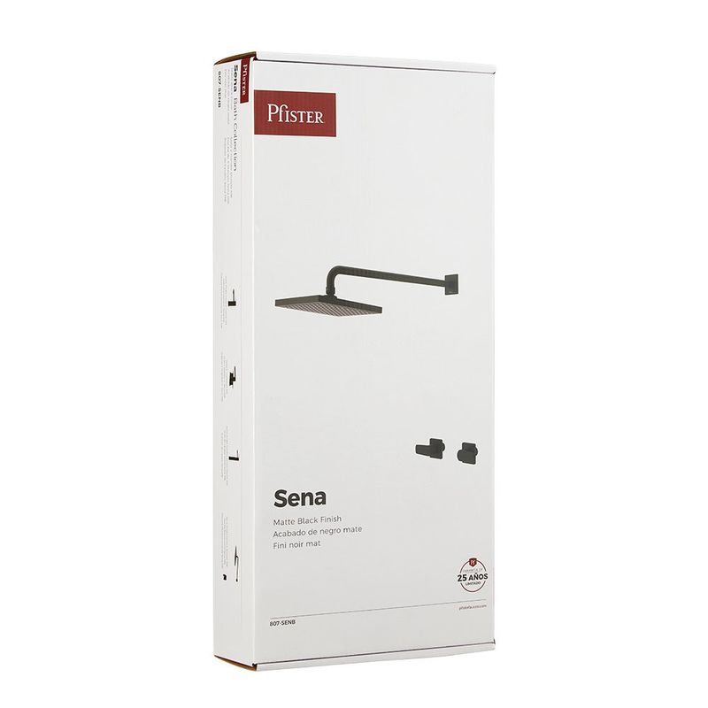 Regadera con Mezclador 2 Llaves 8 Plg Sena Color Negro