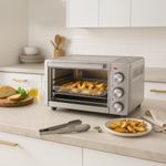 Horno Eléctrico Black+Decker 2 en 1 con Freidora de Aire Color Plateado