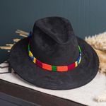 Sombrero Negro De Gamuza Con Cinta Típica