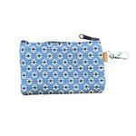 Monedero de Tela Artesanal Florecitas Celeste 12 x 7.5 cm