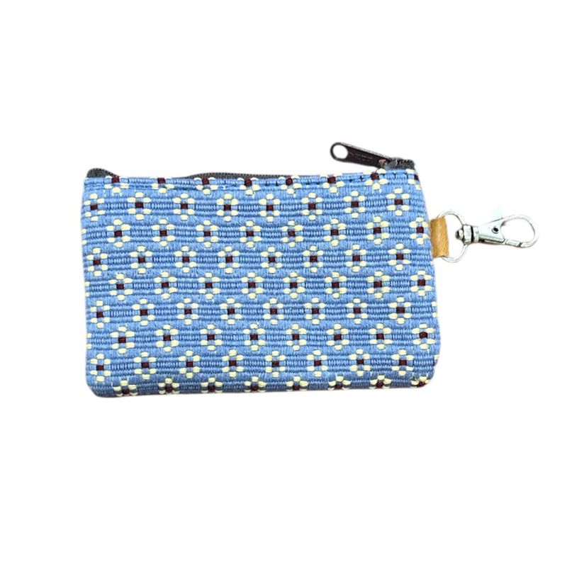 Monedero de Tela Artesanal Florecitas Celeste 12 x 7.5 cm
