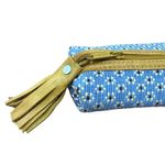 Porta Lápiz de Tela Artesanal Florecita Celeste 19X7.5X3 Cm