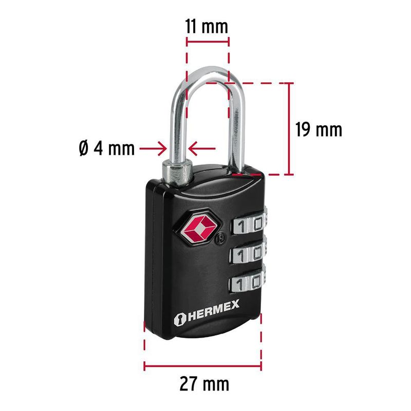 Candado Maletero de Combinación 27 mm