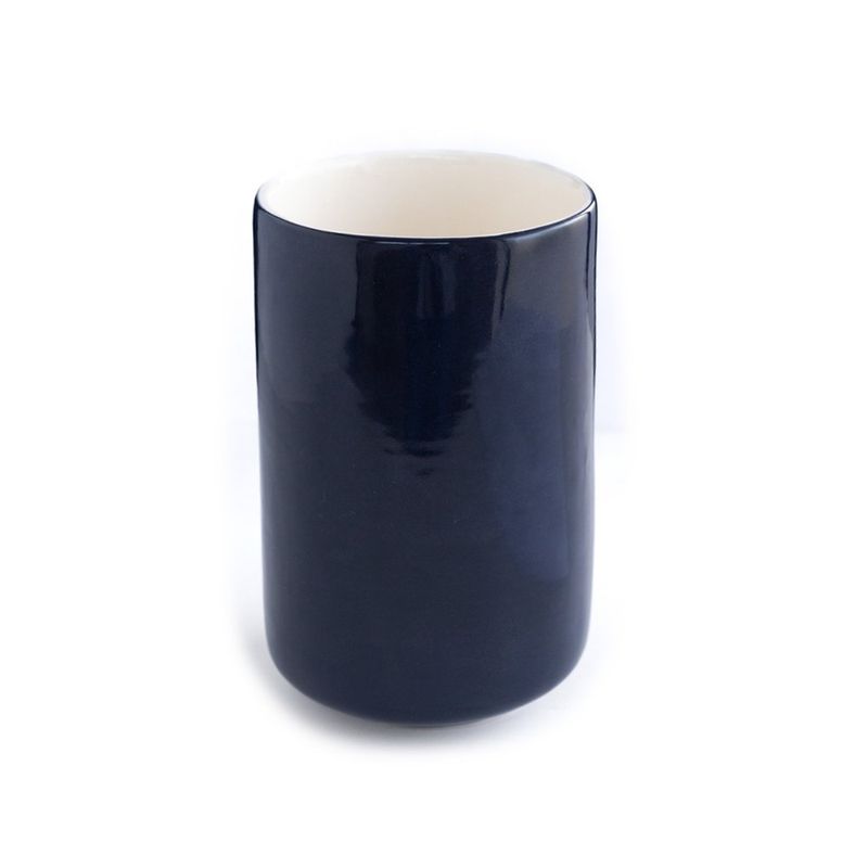 Contenedor Alto Azul Mate de Cerámica Minimalista