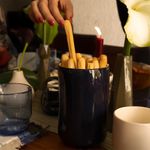 Contenedor Alto Azul Mate de Cerámica Minimalista