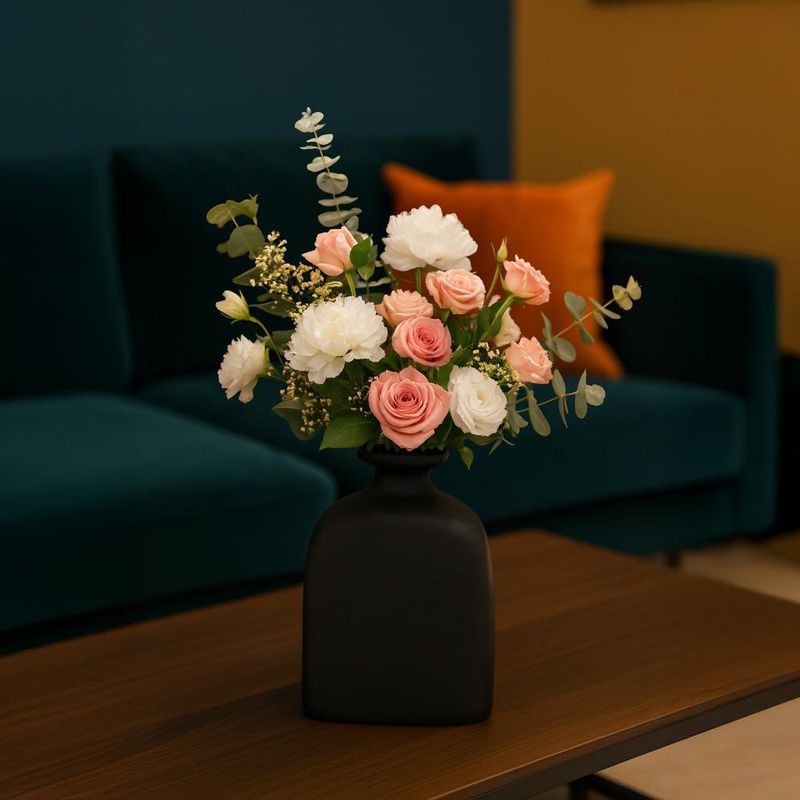 Florero Rectangular Blanco y Negro Matte