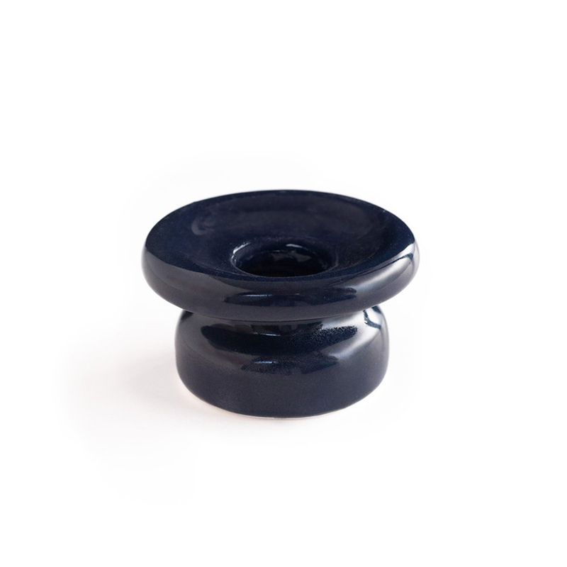 Candelero Azul Mate de Cerámica para Vela Chica