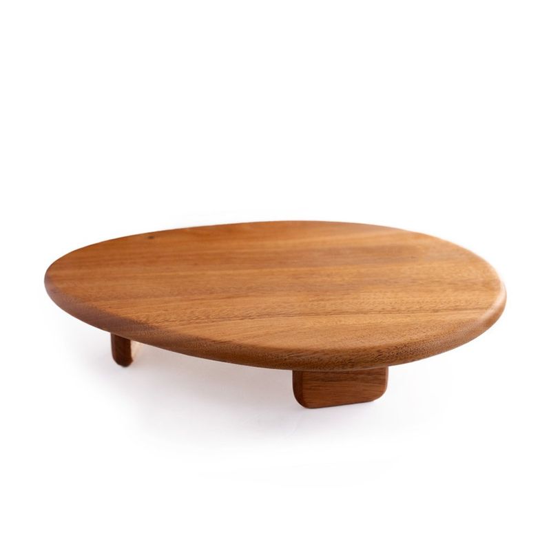 Tabla Triangular de Madera Caoba con Base Elevada
