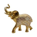 Figura Decorativa de Elefante Dorado con Relieve de Círculos