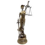 Figura Decorativa Dama de la Justicia Dorado y Plateado