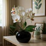 Orquídea Artificial Blanca Decorativa con Pote