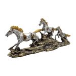 Figura Decorativa de Caballos Corriendo con Acabado Metálico