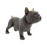 Figura Decorativa de Perro Bulldog de Pie con Textura Metálica