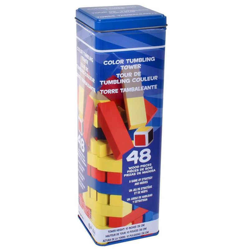 Juego de Mesa Torre Tambaleante de Colores con 48 Bloques de Madera