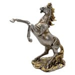 Figura Decorativa de Caballo Alzado con Acabado Metálico