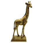 Figura Decorativa de Jirafa en Acabado Dorado