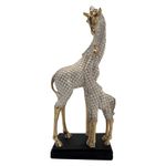 Figura Decorativa de Jirafa con Cría en Acabado Dorado
