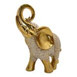 Elefante Decorativo Dorado con Relieve Floral