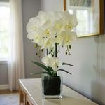 Orquídea Artificial Blanca Decorativa con Ponte