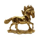Figura Decorativa de Caballo Dorado en Movimiento
