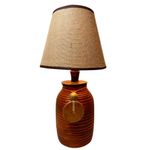 Lámpara de Mesa Base de Barro con Pantalla Yute