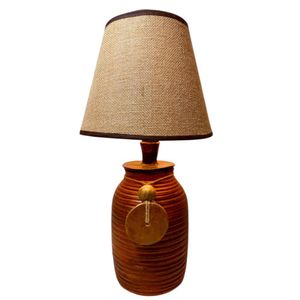 Lámpara de Mesa Base de Barro con Pantalla Yute