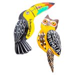 Set de 2 Imanes Tucán y Búho Pintados a Mano
