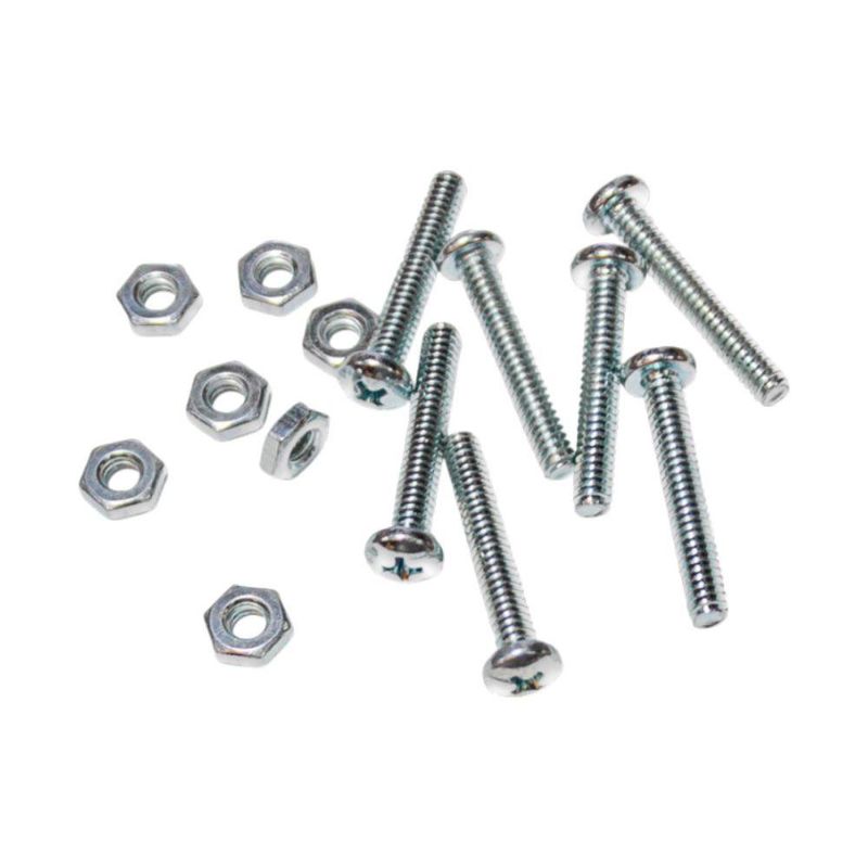 Tornillo Tipo Estufa Cabeza Redonda con Tuerca de 3/16 x 1/2 Plg en Set de 6 Uds